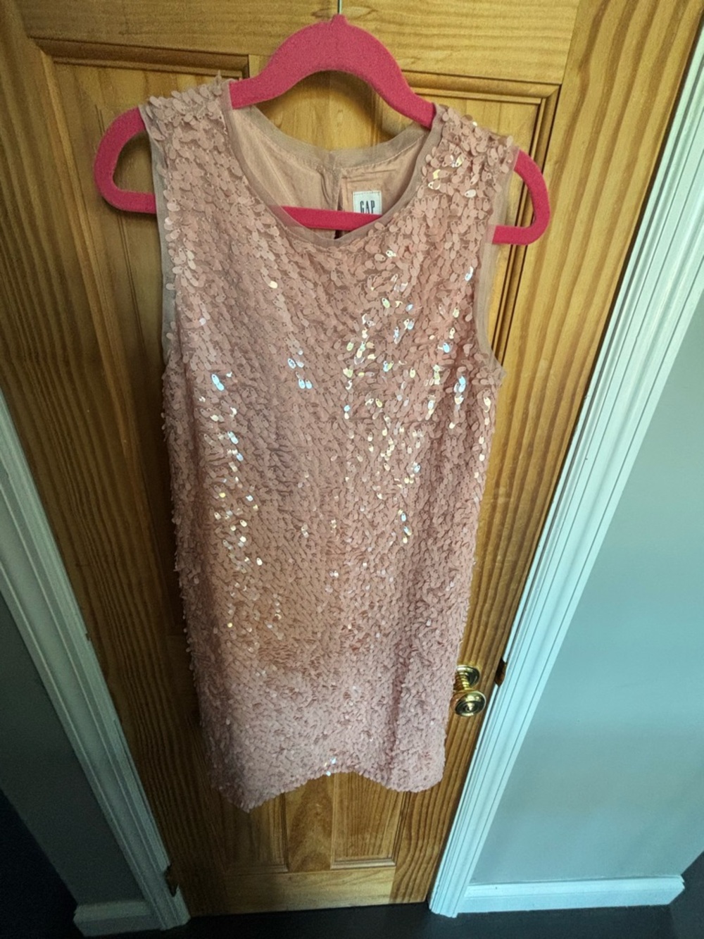 GAP Blush Pink Sequin Petal Shift Dress (XL)